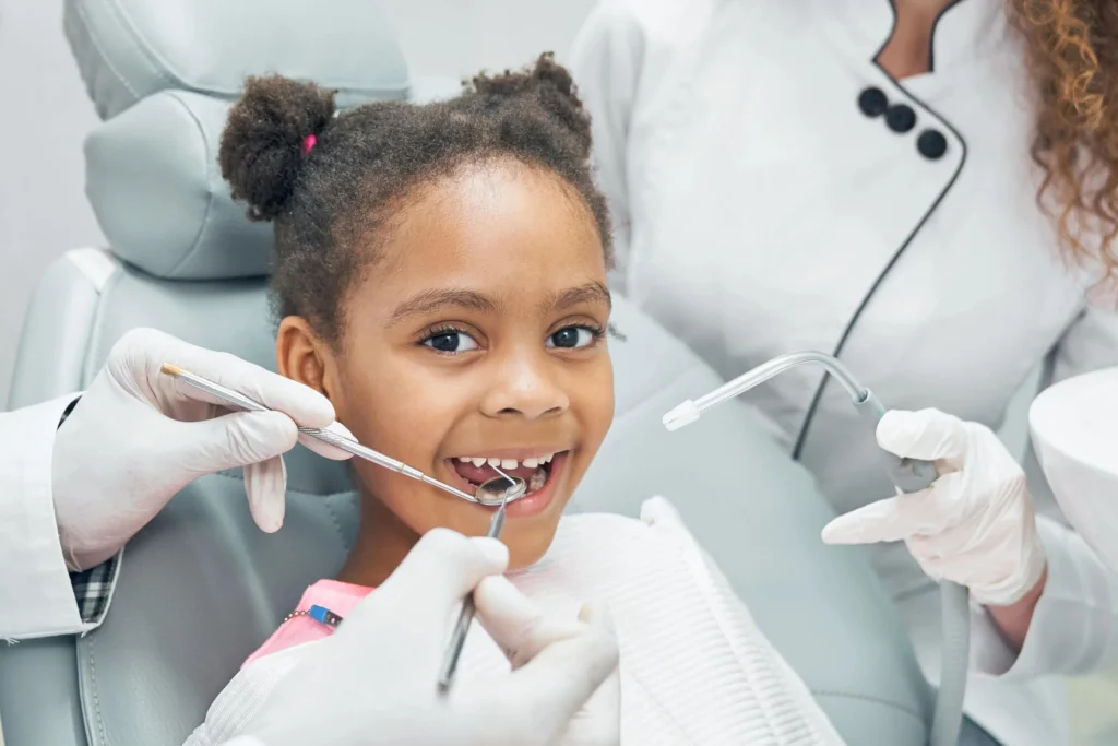 Kid receiving exam at mount holly dentistry