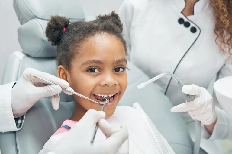 Kid receiving exam at mount holly dentistry