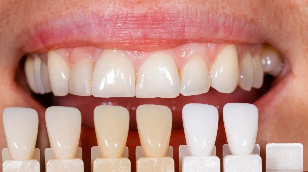 Matching natural tooth shades with veneers – Mount Holly veneers