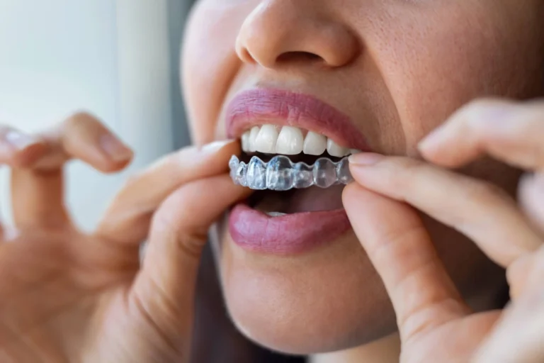 Putting on Mount Holly Invisalign